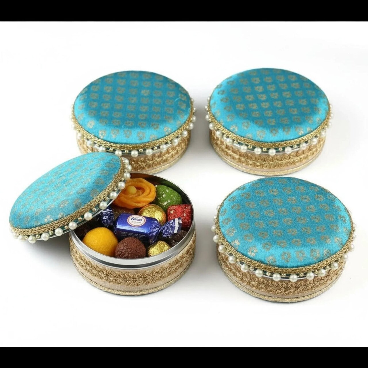 4 Ct Steel Ladoo Box 250 Grams Festival Special Stainless Steel Sweets Gift Box Perfect for Holi Diwali Rakhi Housewarmings Mithaai Desert Box